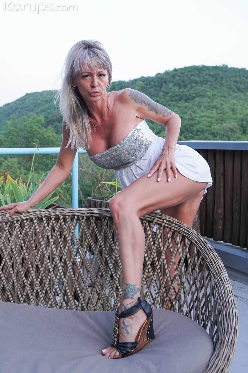 Letty's Mature Garden Party Amateur Granny Outdoors with Big Boobs and Mature Pussy - Letty