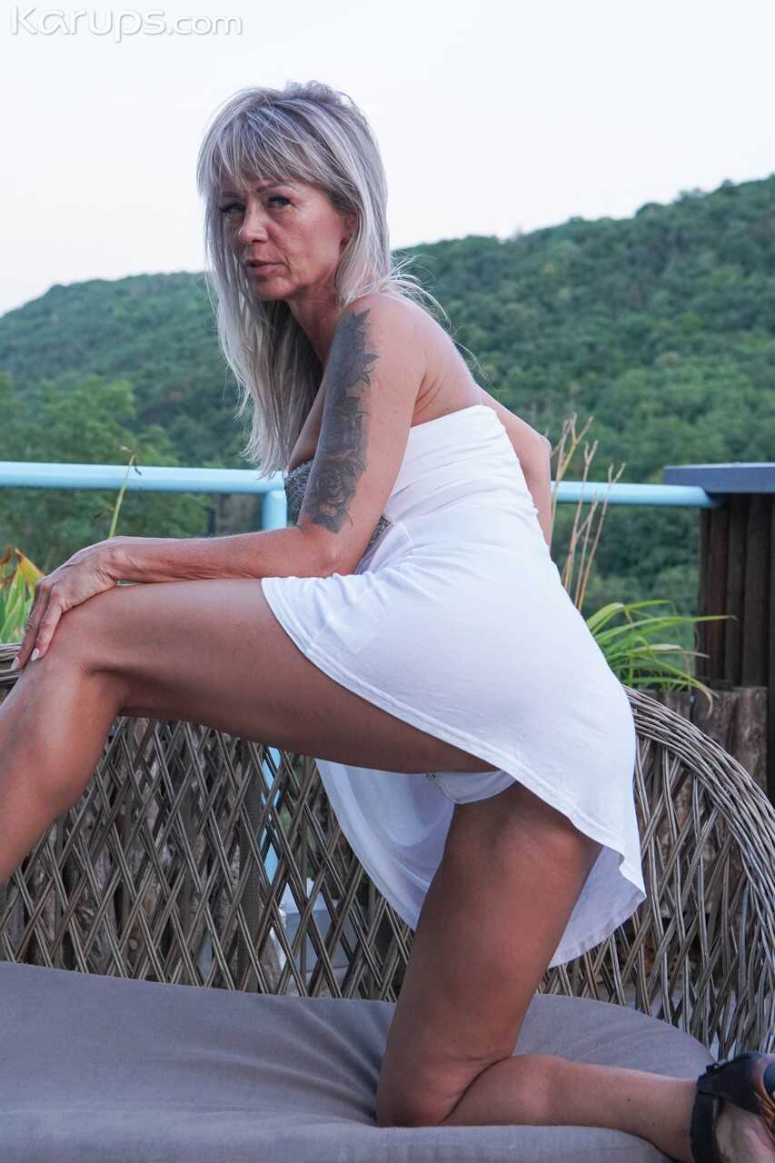 Letty's Mature Garden Party Amateur Granny Outdoors with Big Boobs and Mature Pussy - Letty