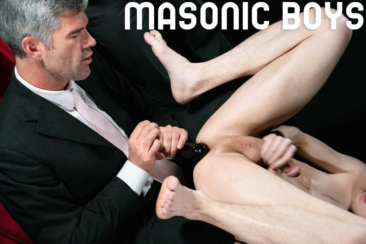 Ryan's Ass Bouncing in the Air as He Gets Spanked and Fucked by Gay Master Oaks with a Monster Cock while His Hot Fri...