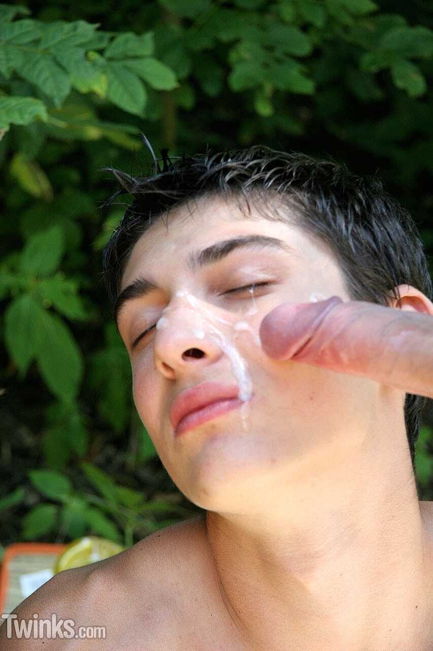 French Kiss and Cum Adorable Twinks Giving Each Other Oral Pleasure in the Backyard - 