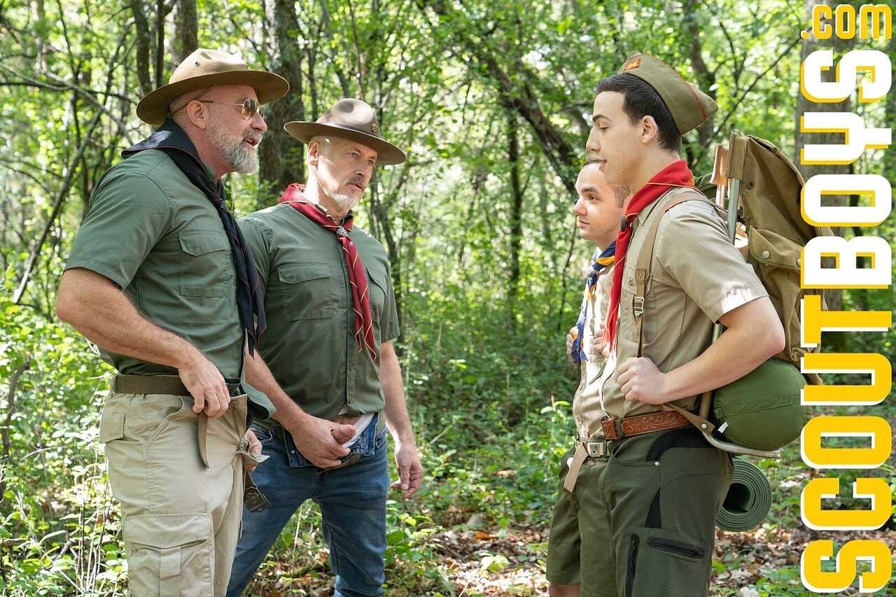 Scoutmasters Charge & Smith Bang Park Rangers Marcus and Troye in a Mature Gay 4-Some - 
