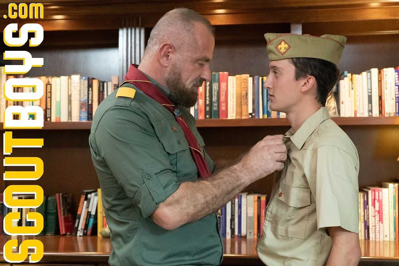 Twink Scout Strips Down for DILF Scoutmaster's Finger and Cock - 