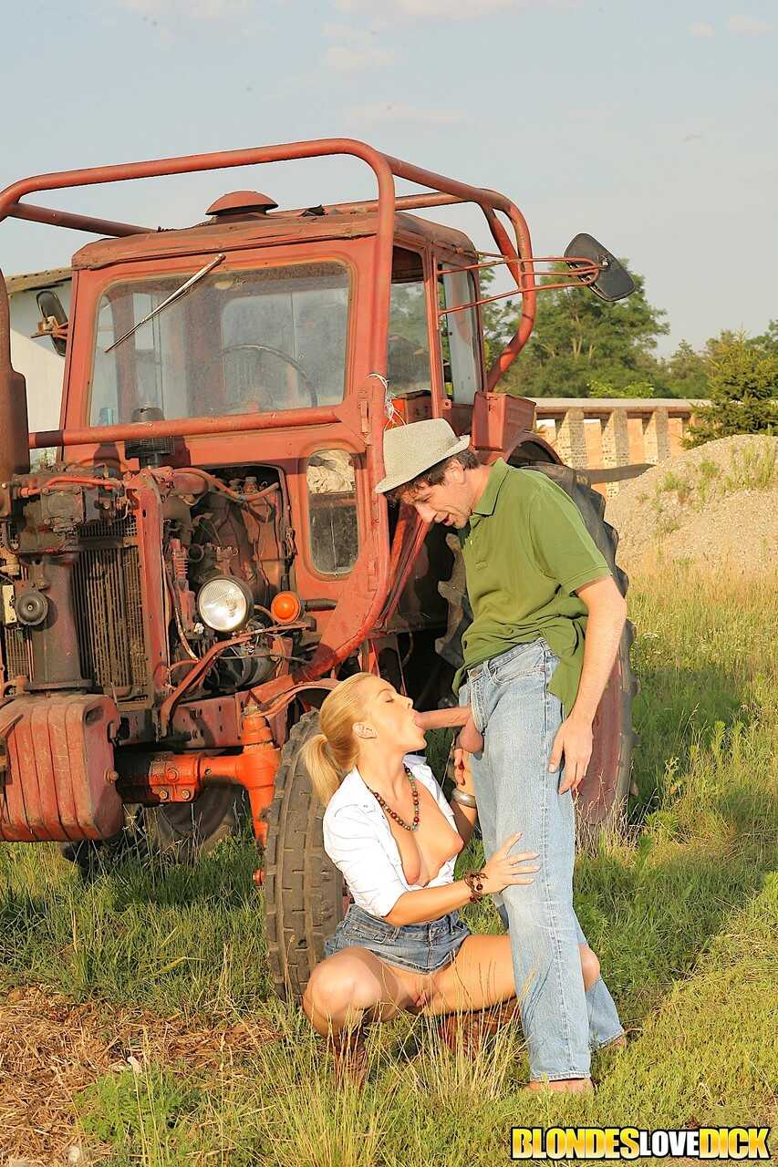 Blonde Farm Girl Valentina Blue enjoys hardcore sex in the barn with a hired hand while wearing her boots. - Valentina Blue