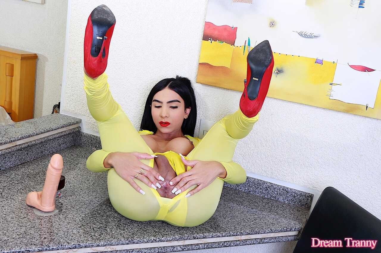 Naughty Yasmin Dornelles' Monster Cock Shemale Fondles Her Tits and Rides a Toy for Brazilian Shemale Cum In Ass - Ya...