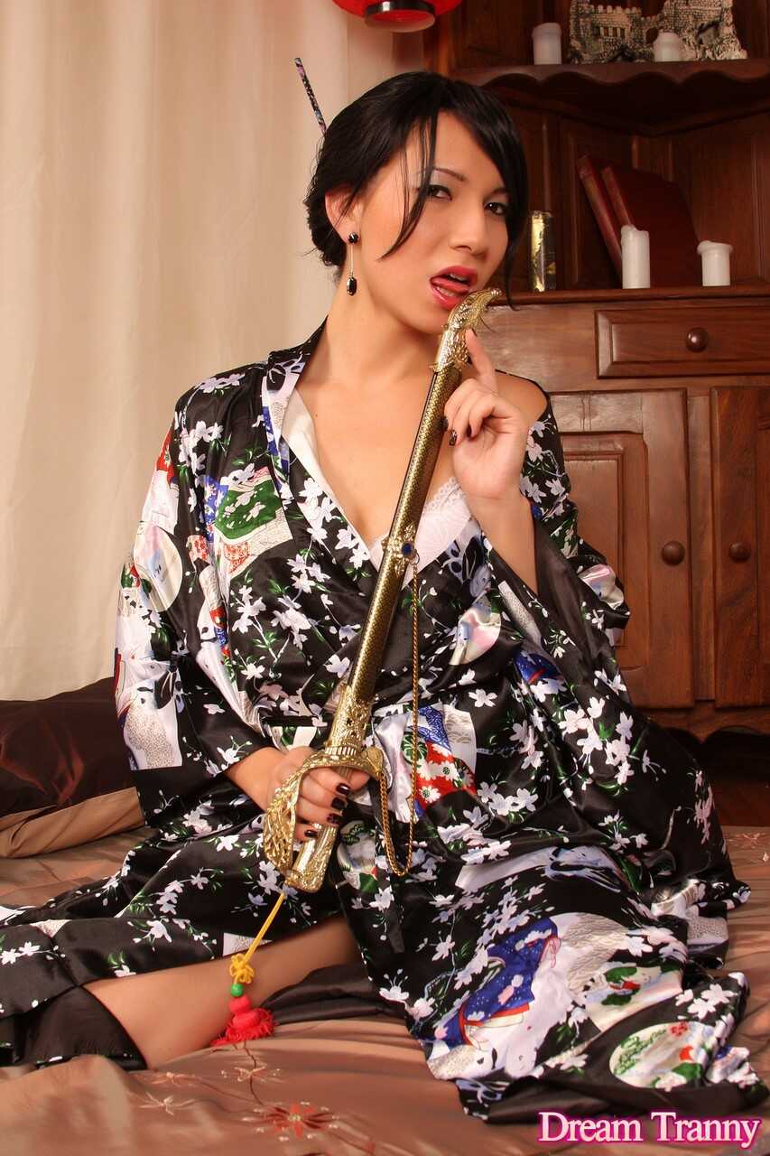 Dark-haired shemale Sabrina Kamoei gets dicked by her karate instructor - Sabrina Kamoei