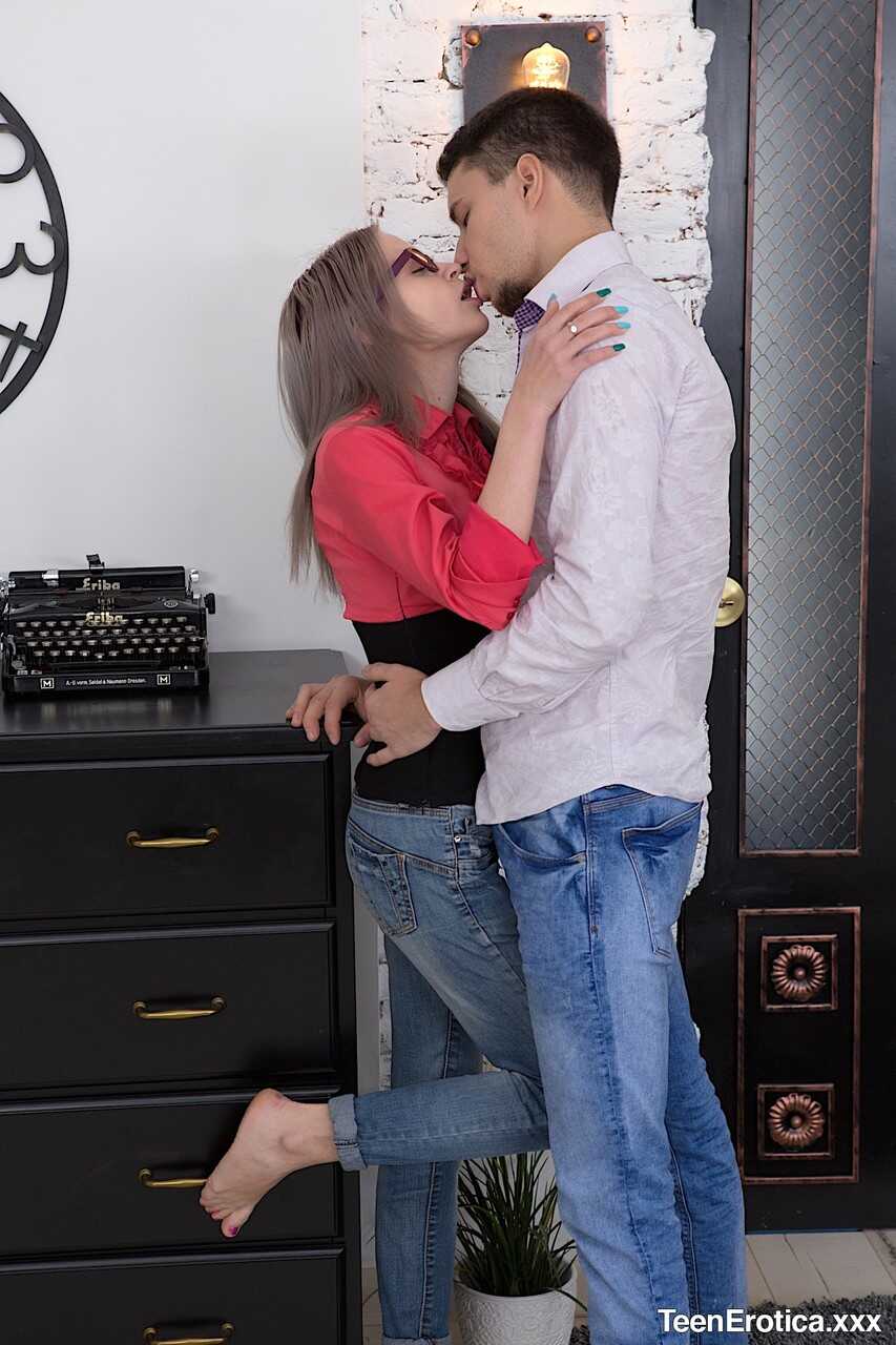 Petite Russian babe Herda Wisky gets her small tits fucked by nerdy teen dog lover Oliver Trunk - Herda Wisky, Oliver Trunk