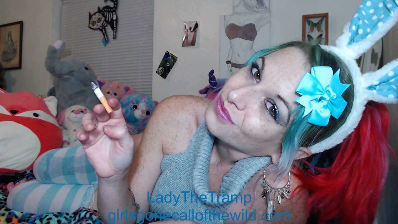 Luscious Lady The Tramp Gets Naughty in Stockings and Exposes Her Trimmed Pussy for Your Pleasure! - Lady The Tramp