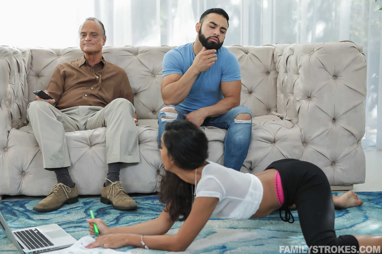 Claire Black's Stepbrother Gets a Naughty Interracial Blowjob from Her Latino Lover! - Claire Black, Derrick Ferrari