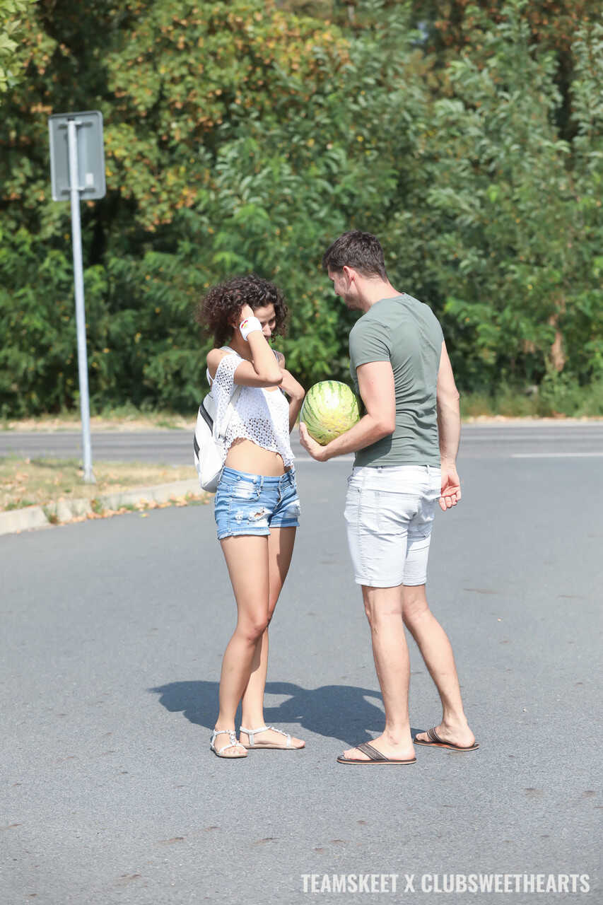 Curly-haired Bunny Love enjoys a sexy outdoor romp with her hunky stranger - Bunny Love, Kristof Cale