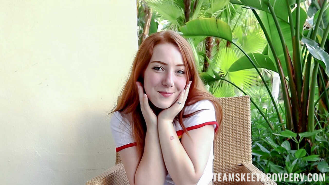 Young redhead Amber Addis swallows the cum of a hung stud while naked and enjoying her freckled teenage blowjob - Amber Ad...