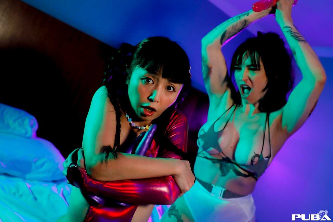Japanese Lesbian MILFs Marica Hase and Misha Montana Battle for Dildo Domination - Marica Hase, Misha Montana