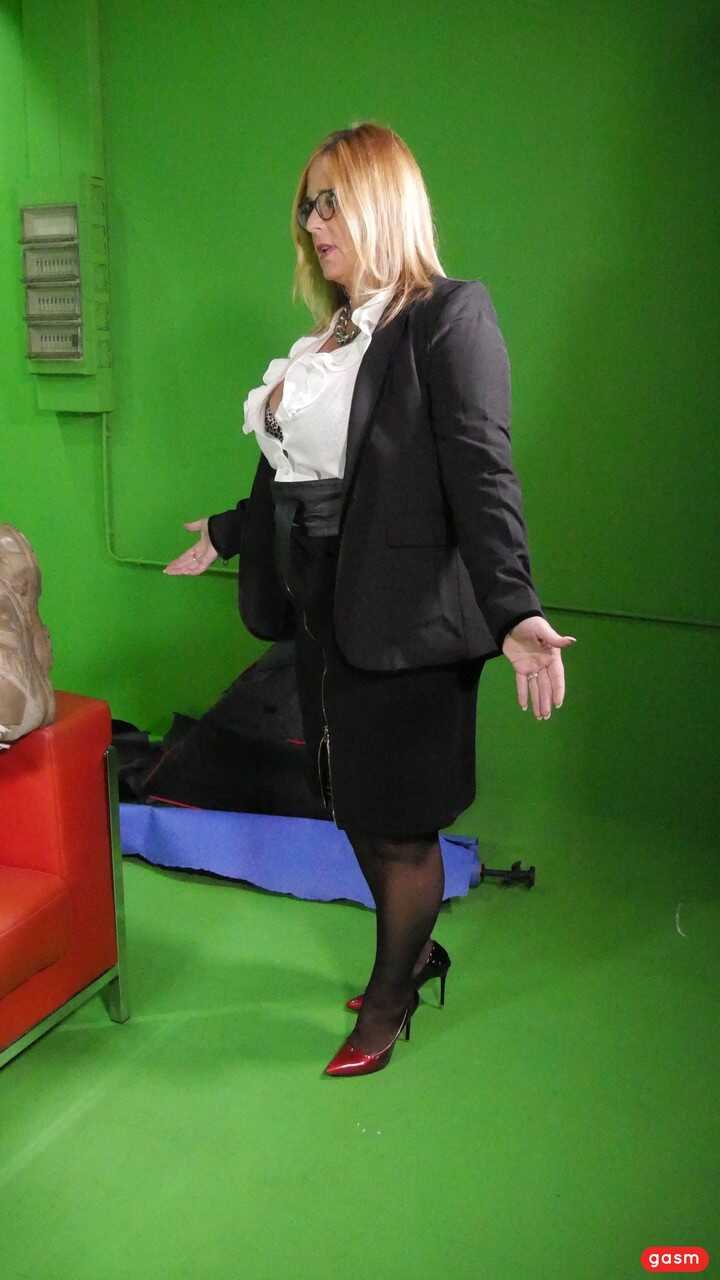 The Nerdy Blonde Cougar German Mature MILF Gets Her Firm Juggs Sucked and Rides a Dick on a Couch - Nude Chrissy