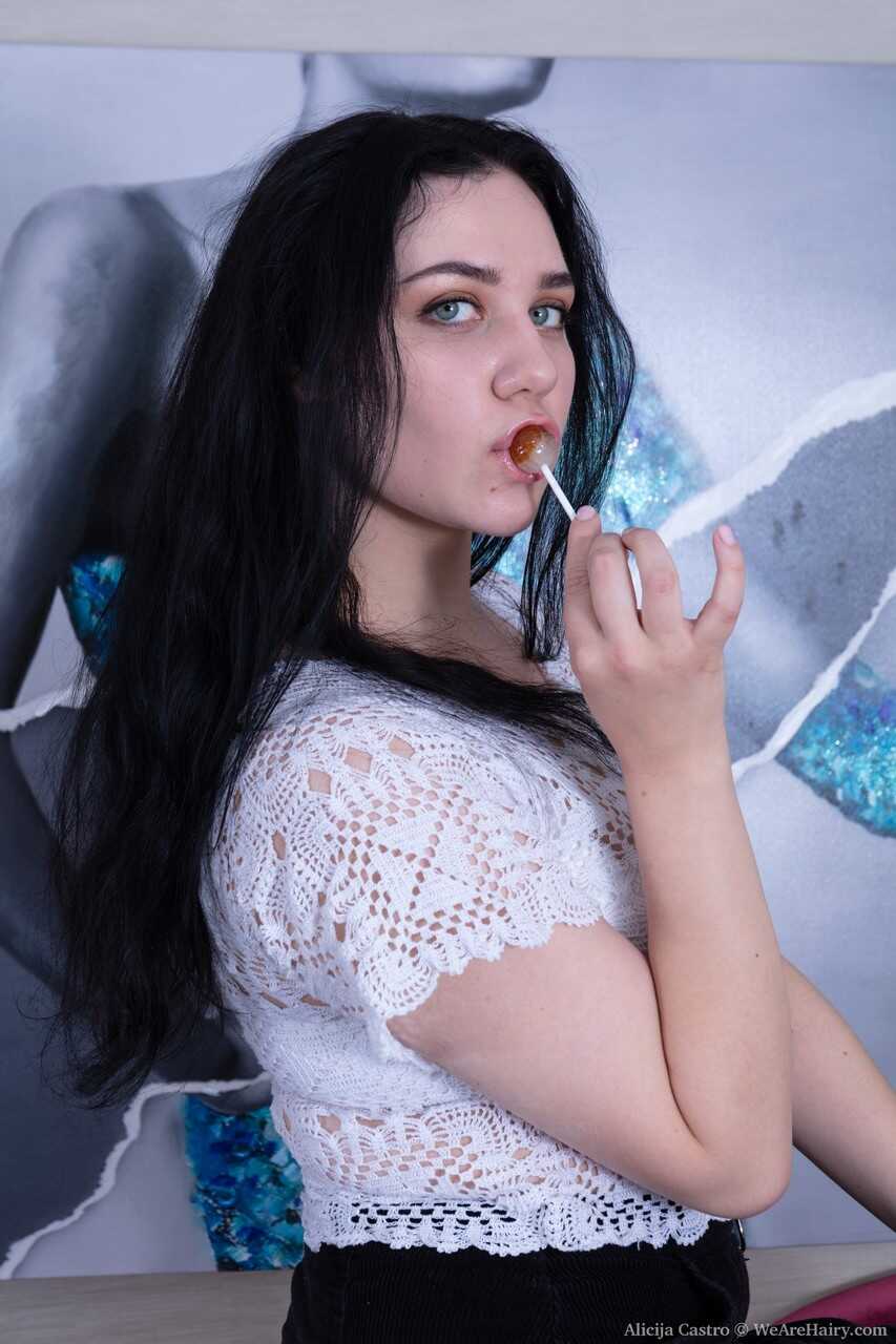 Blue-eyed American Alicija Castro unveils her tits & spreads her hairy cunt - Alicija Castro