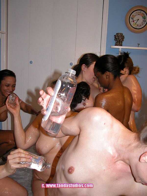 Slick and Wet: Curvaceous Lesbians Explore Each Other's Bodies in an Amateur Orgy with Charm, Lucky, LuLu Garcia, Mad...