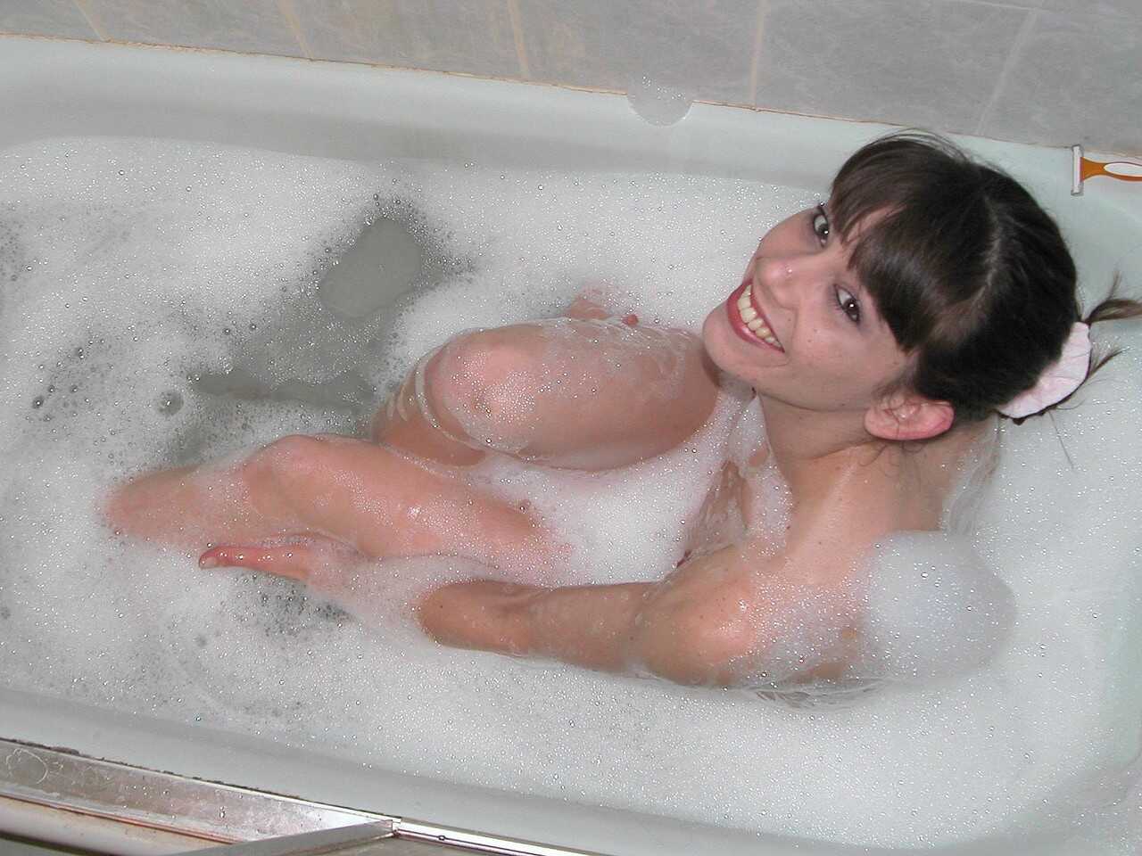 Naked MILF Samantha Charles teases with her small tits in the bathroom - Samantha Charles