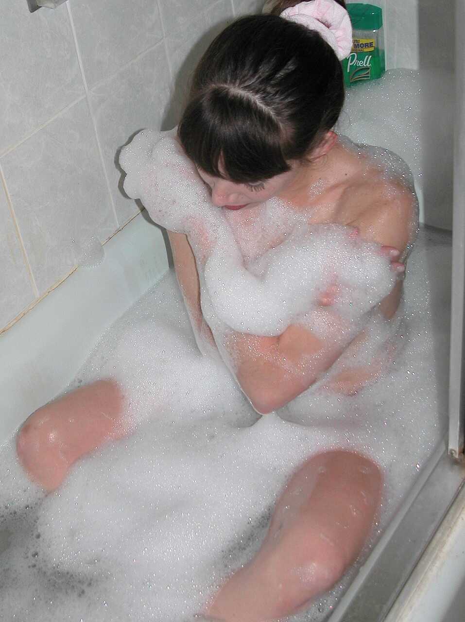 Naked MILF Samantha Charles teases with her small tits in the bathroom - Samantha Charles