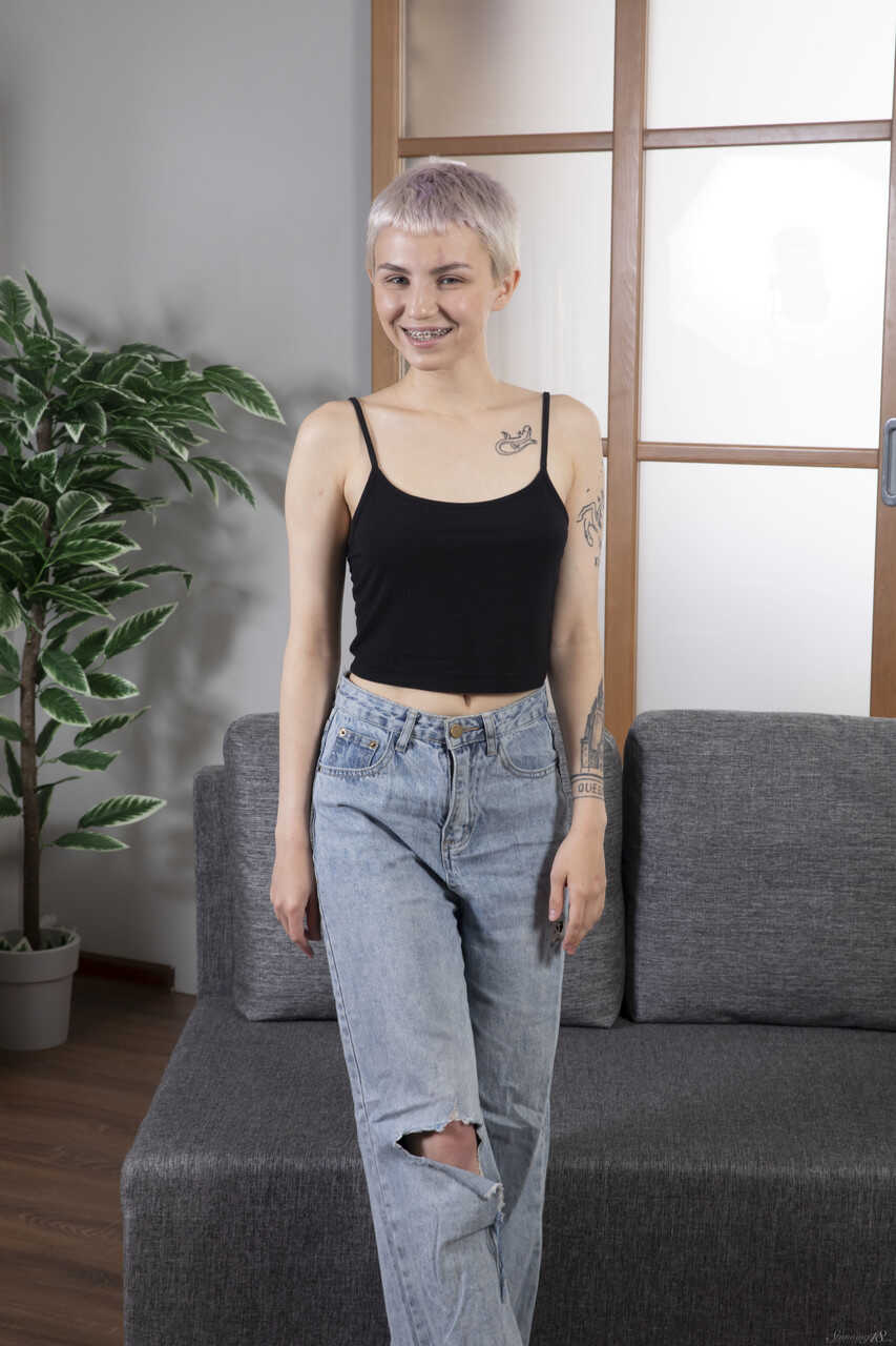 Stunning 18-Year-Old Bramble Bee's First Solo Adventure with Her Short Hair and Pouty Lips - Bramble Bee