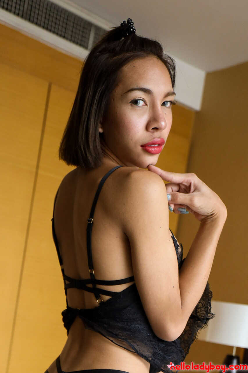 Bangkok Temptation Sexy Asian shemale in sexy ladyboy lingerie teasing in high heels - 