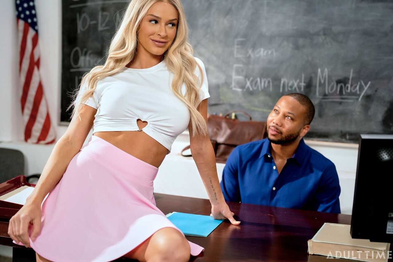 Adult Time with Emma Hix and John Legendary: A Handjob Cumshot Bonanza with Upskirt Fucking and Teacher Upskirting in Blac...
