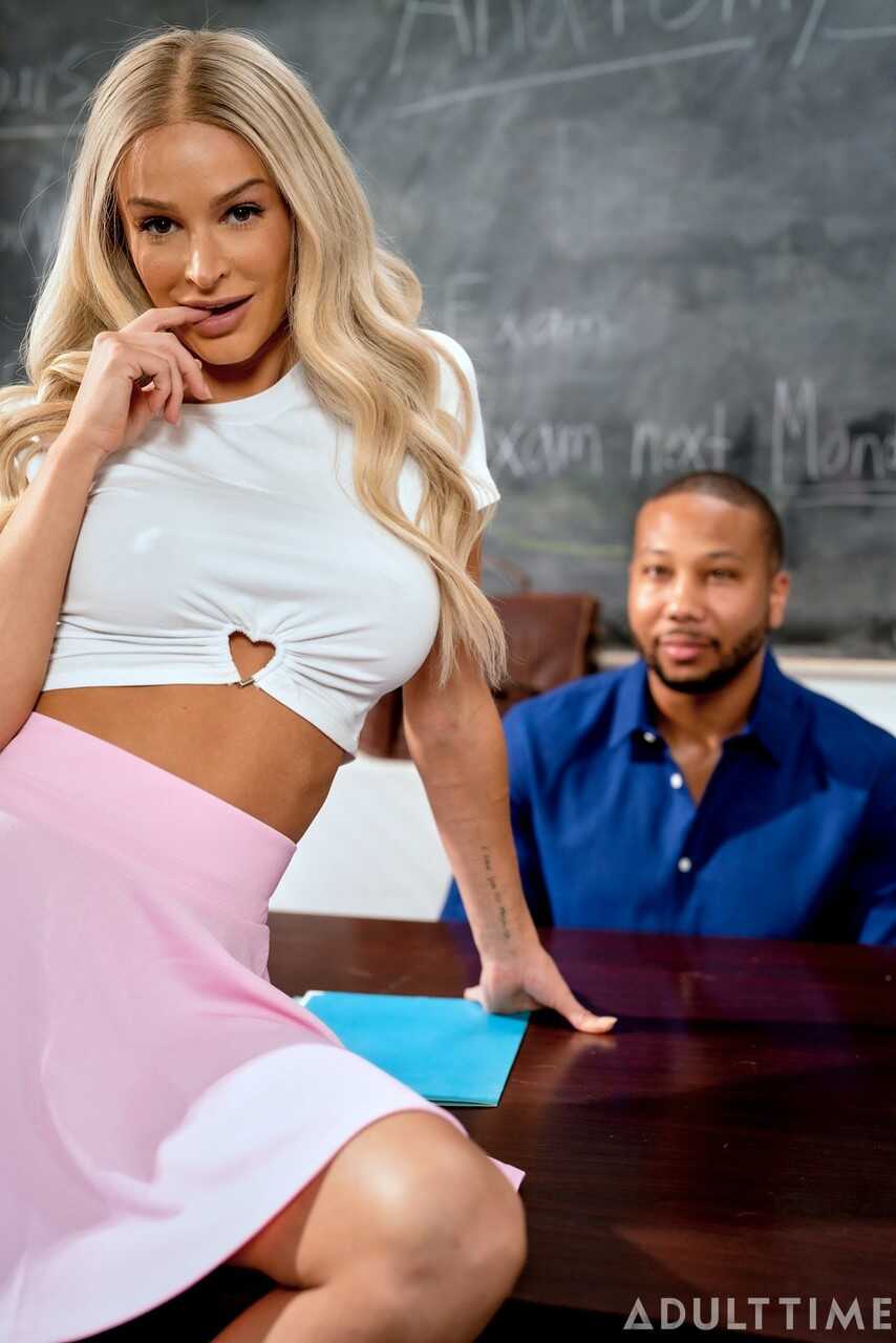 Adult Time with Emma Hix and John Legendary: A Handjob Cumshot Bonanza with Upskirt Fucking and Teacher Upskirting in Blac...