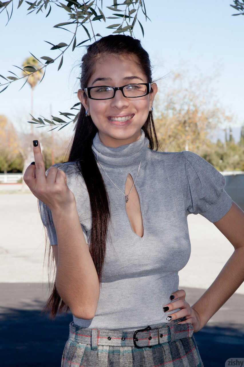 Exposing her tight ass, Megan Salinas flashes her cleavage and panties in public A nerdy teen’s first time!