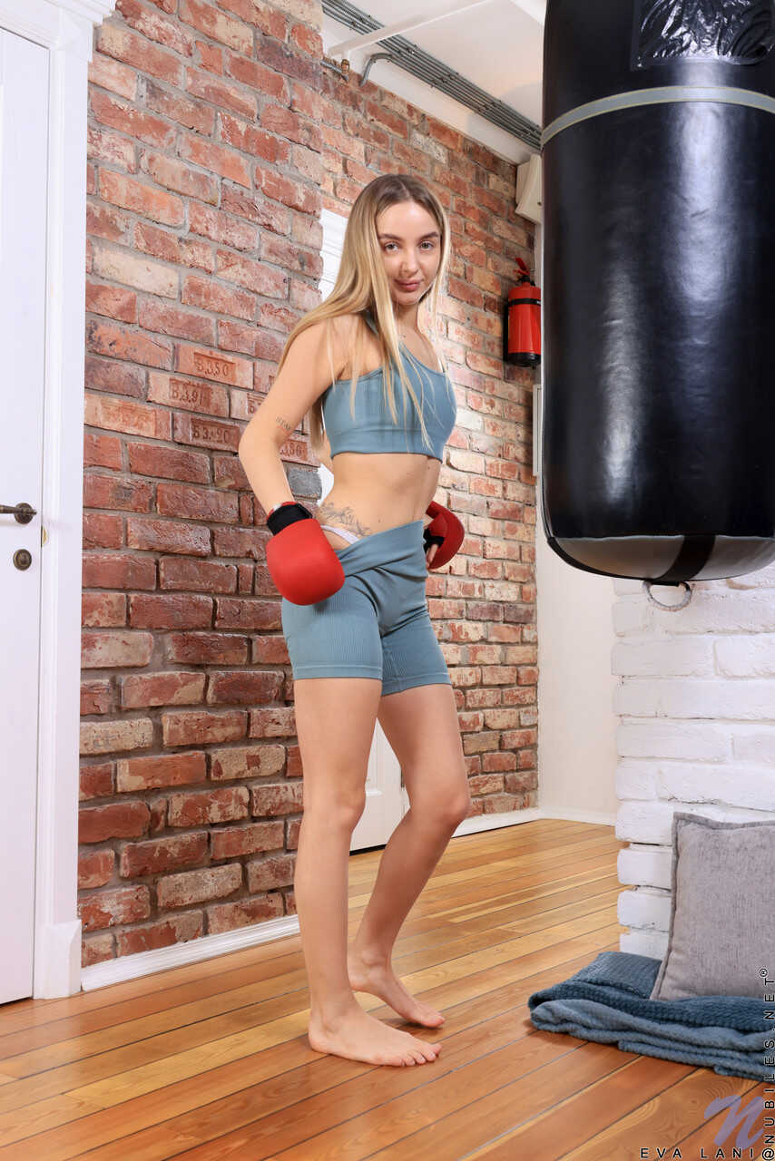 Eva Lani, the Teenage Boxing Champion, Strips Naked After Practice and Rubs Her Cute Little Pussy - Eva Lani