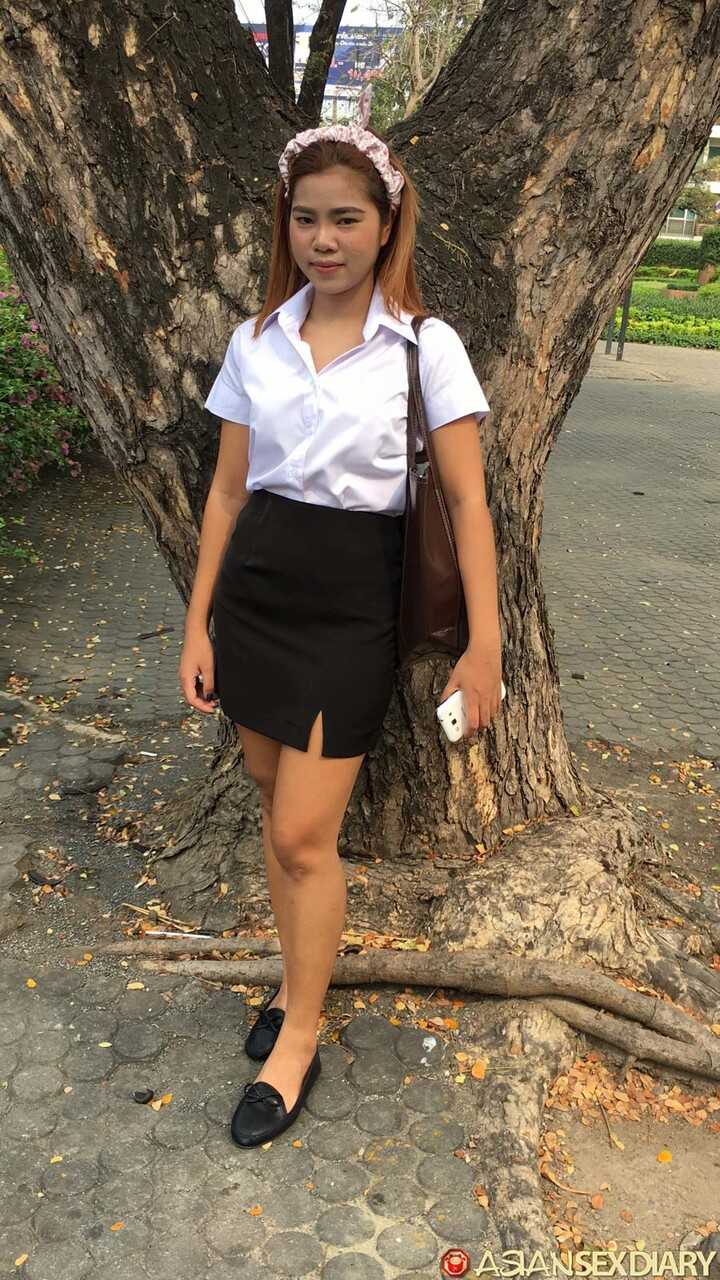 Apple B's Thai Schoolgirl Lesson Taking on Two Dogs in Missionary and Doggy Style Positions - Apple B
