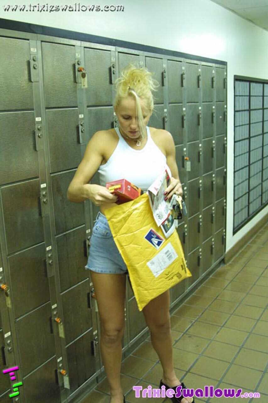 Going Postal with a Pierced Pussy: Hot Blonde Amateur Strips Down and Masturbates at the Post Office - Going Postal