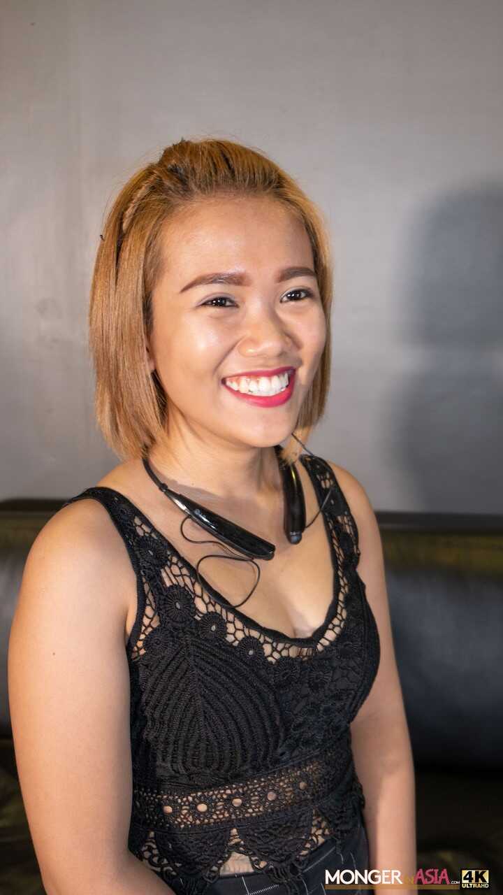 Cute Filipina teen Kristine poses in her lovely black dress & high heels gets a mature surprise! - Kristine