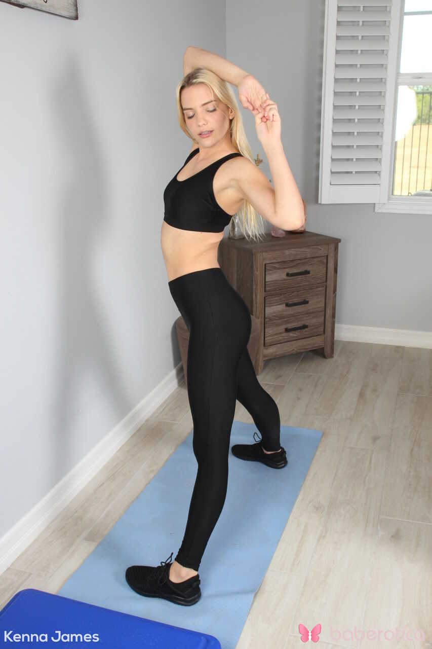 Flexible Babe Kenna Stretches her Tight Yoga Body and Pleases Herself with Her Sexy Fingers - Kenna James