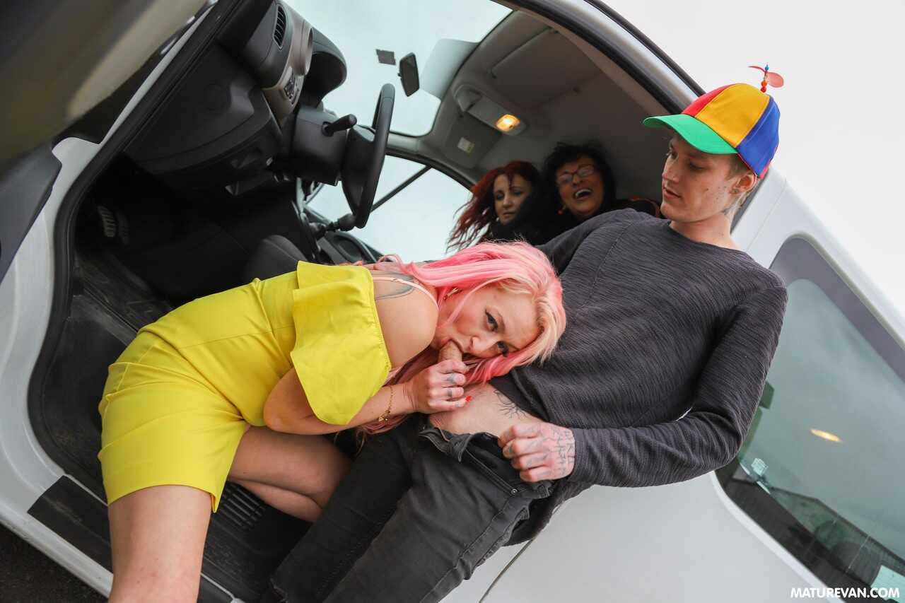Redhead Grannies Take a Ride with Mature Van Mates Samantha and Lilian - Mia Darklin, Samantha Wett, Lilian Black, Vincent...