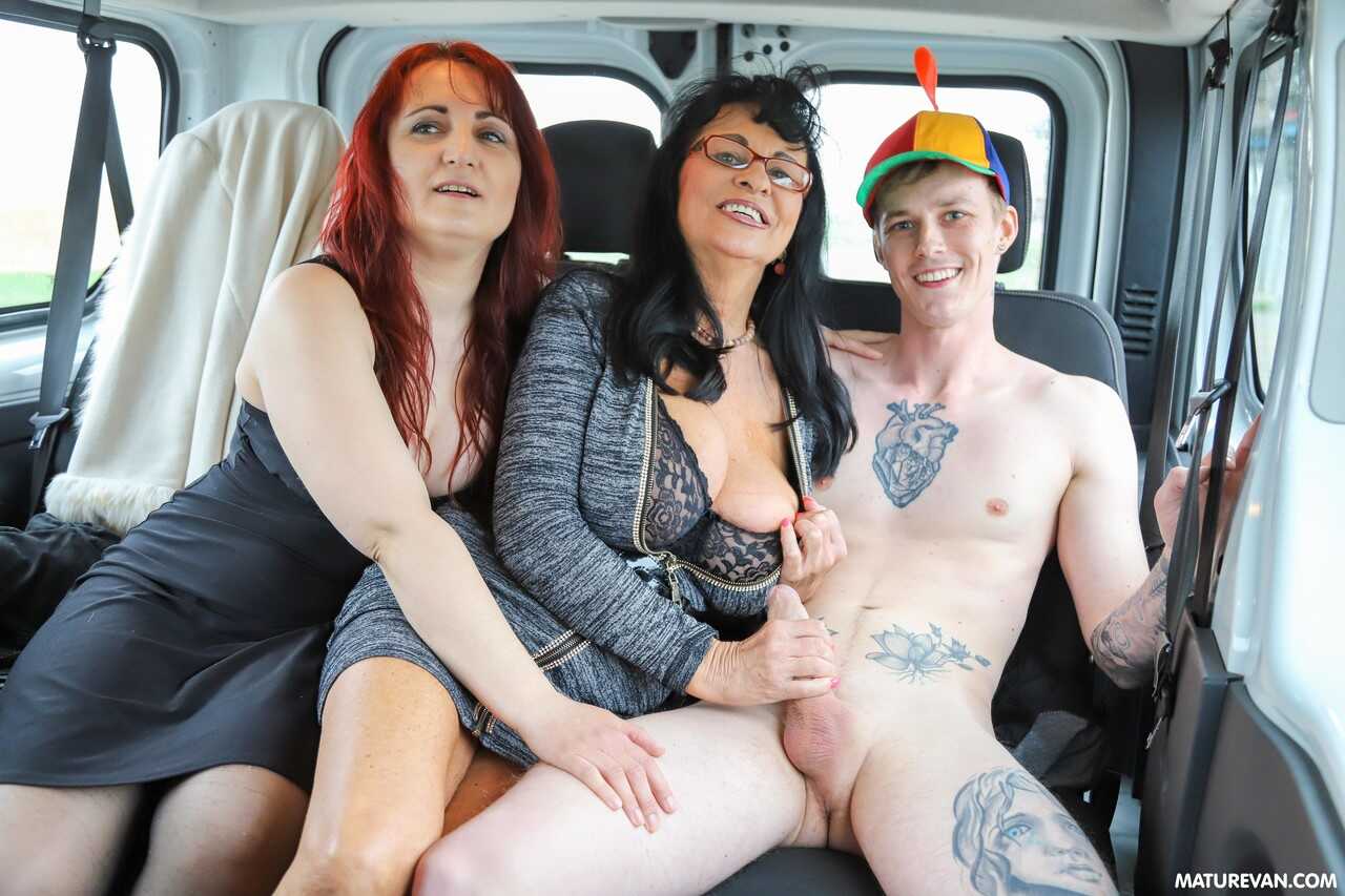 Redhead Grannies Take a Ride with Mature Van Mates Samantha and Lilian - Mia Darklin, Samantha Wett, Lilian Black, Vincent...