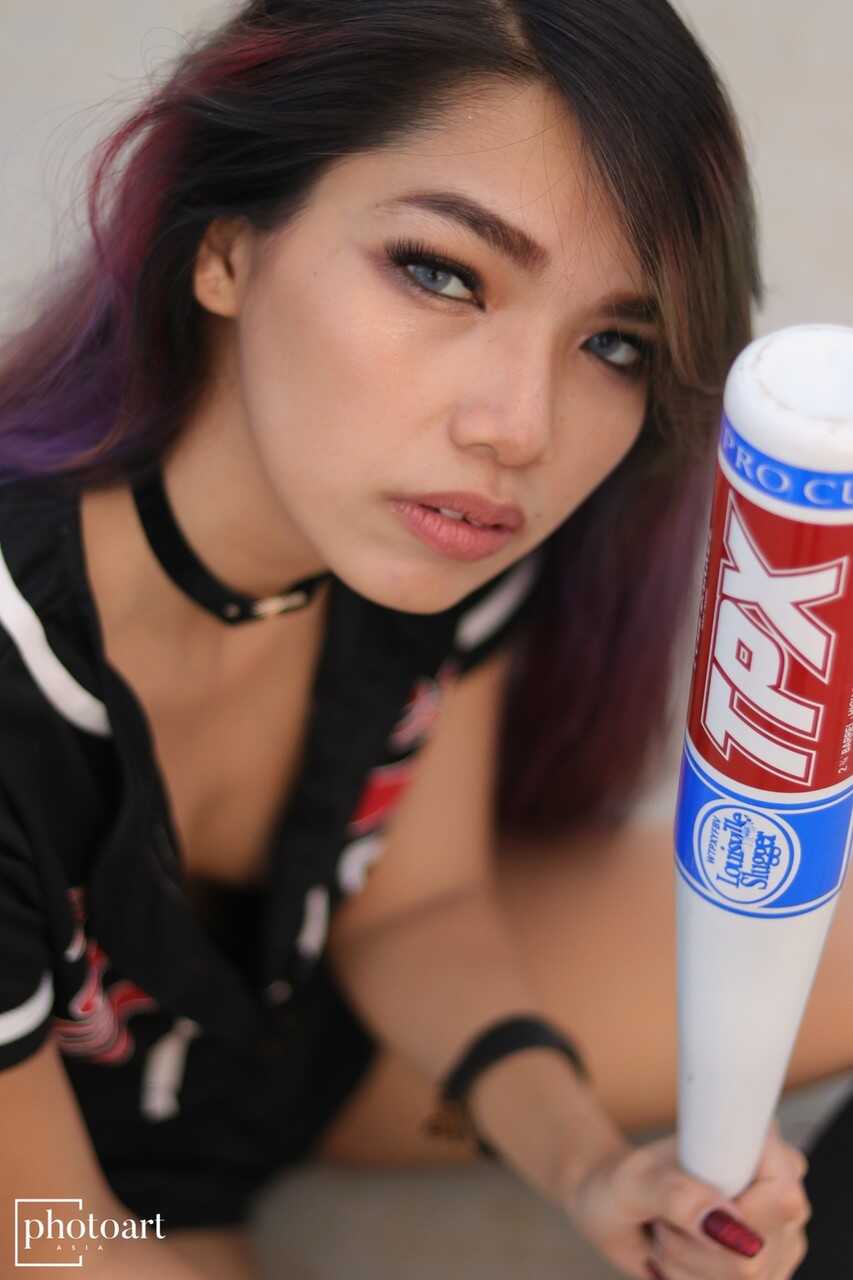 Asian Bombshell's Secret Weapon: Flashing Her Tiny Nipple-Covered Tits During Baseball Game - 