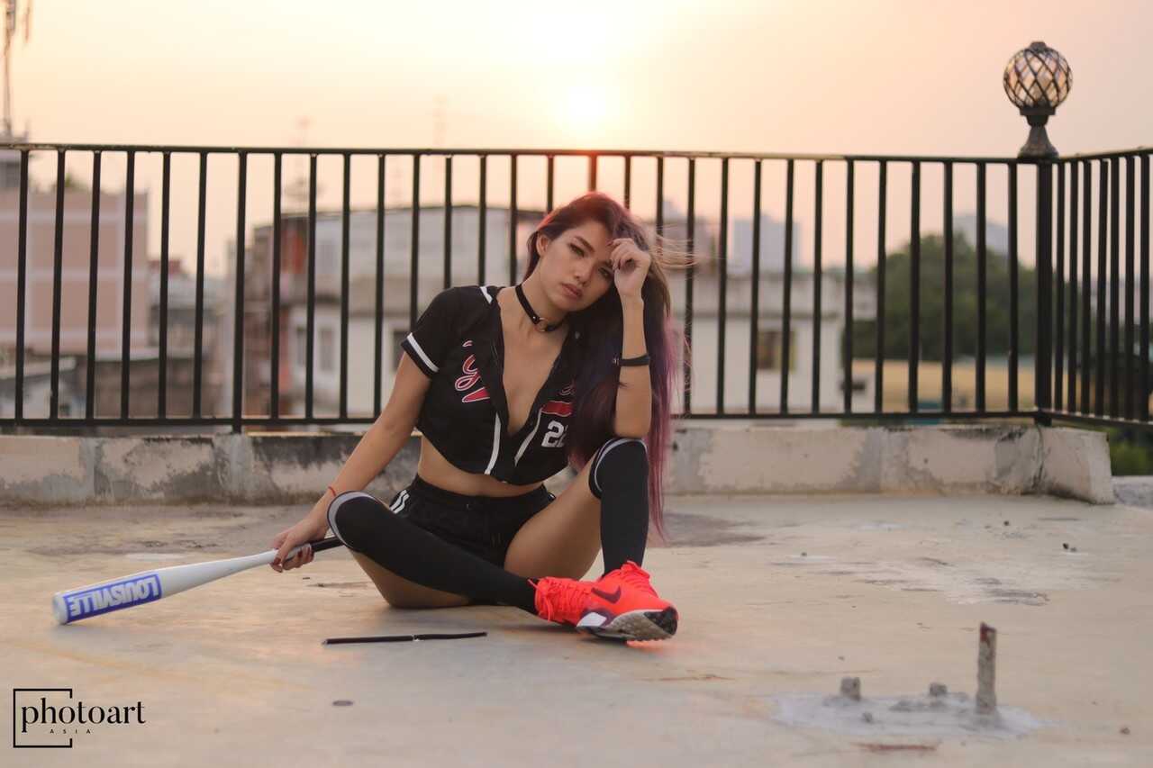 Asian Bombshell's Secret Weapon: Flashing Her Tiny Nipple-Covered Tits During Baseball Game - 