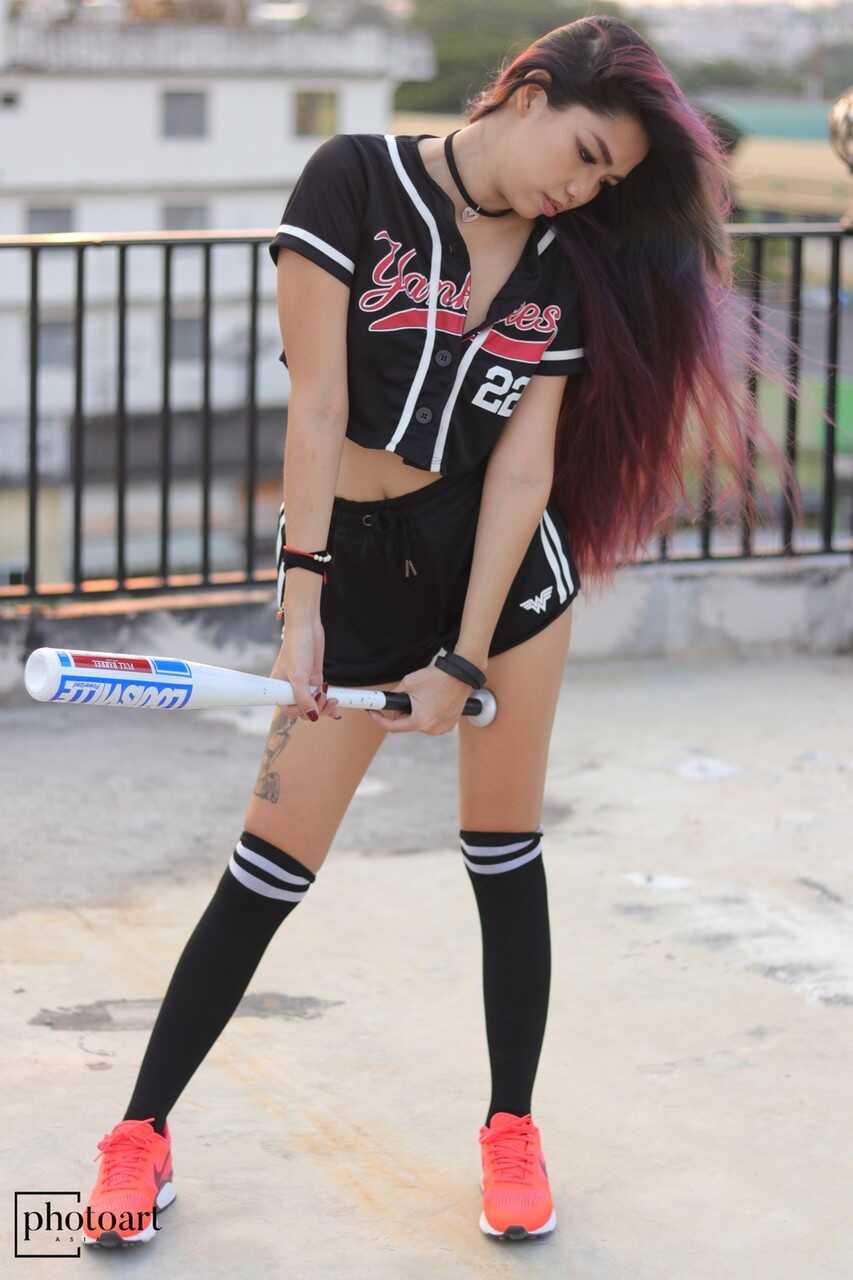 Asian Bombshell's Secret Weapon: Flashing Her Tiny Nipple-Covered Tits During Baseball Game - 