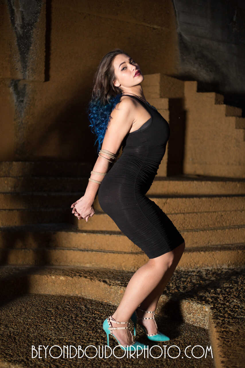 Tied Up and Teased: Beauty Kiki Sweet Bound Outdoors in Her Sexy Dress and High Heels - 