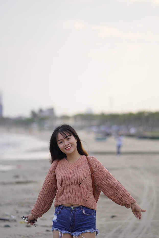 Exotic Asian beauty struts in teeny denim shorts and comfy sweater, steaming up the streets! - 
