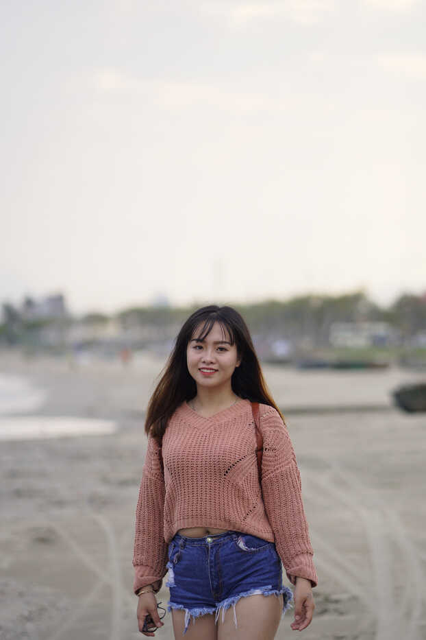 Exotic Asian beauty struts in teeny denim shorts and comfy sweater, steaming up the streets! - 