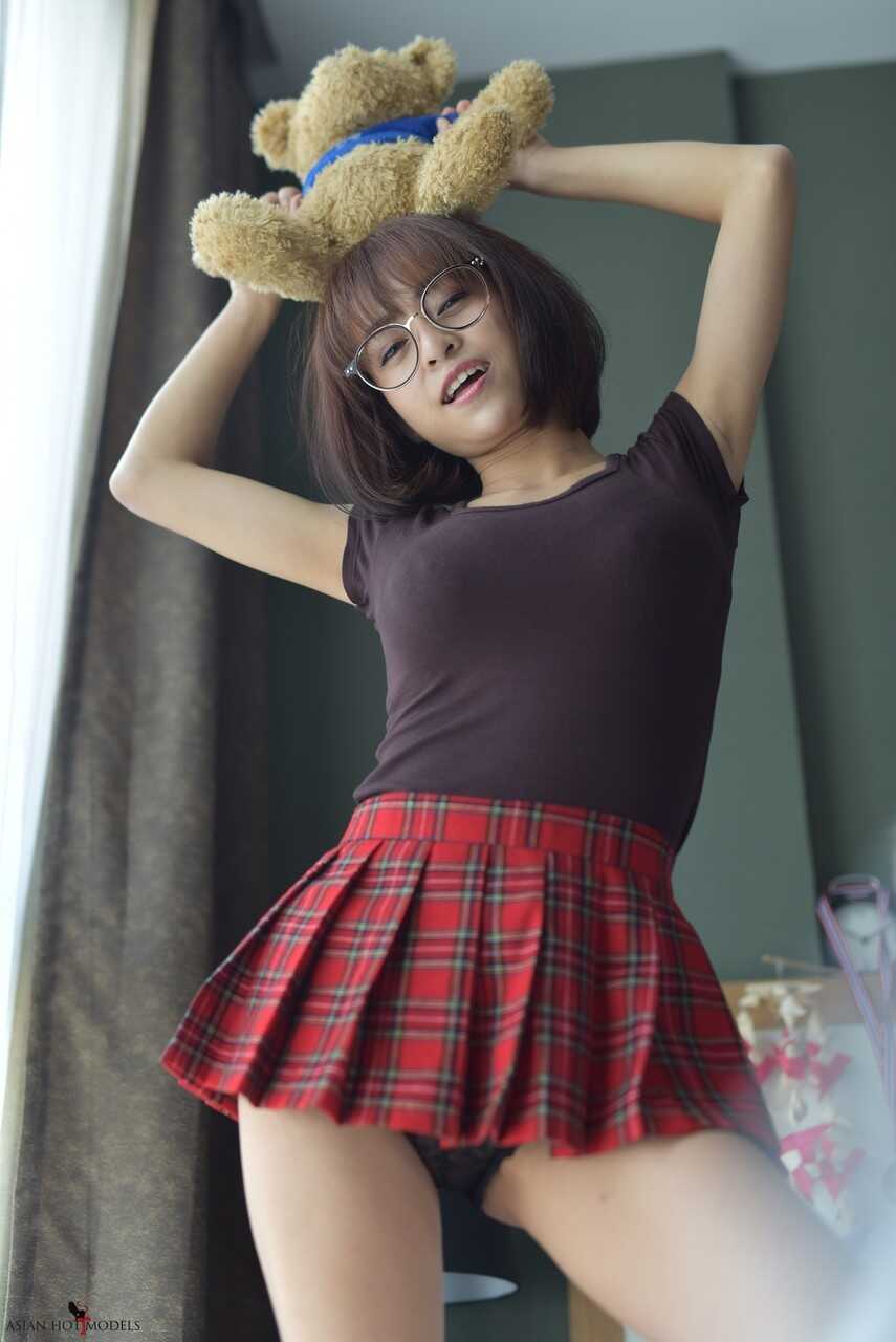 Exposing her sweet Asian booty in a miniskirt and panties, Eimi Fukada teases in her upskirt no panties scene. - Eimi Fukada