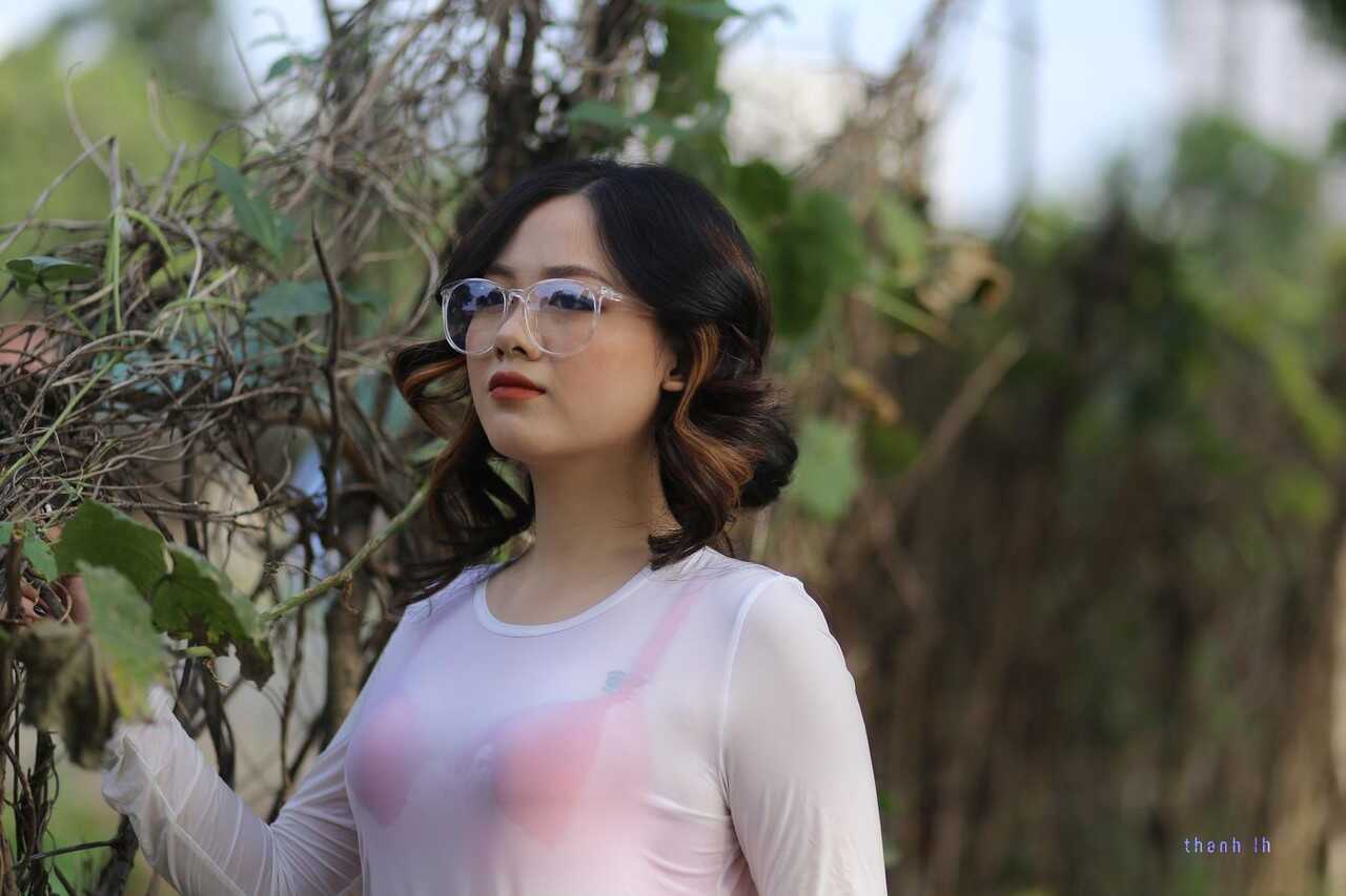 Nerdy Asian Glasses Girl: See-Through Panties and Transparent Bra