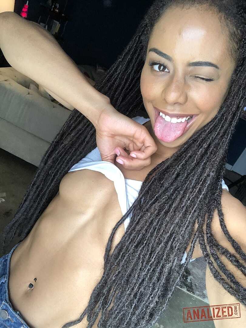 Dirty ebony Kira Noir exposes her amazing ass and slim figure in a solo - James Deen, Kira Noir