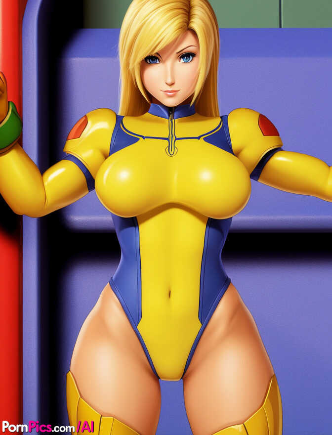 AI generated Hentai babe Samus Aran teases in sexy costumes & while naked