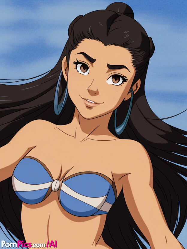 Katara's Big Juggs Exposed: A Dark-Haired Cartoon Character's Outdoor Tease