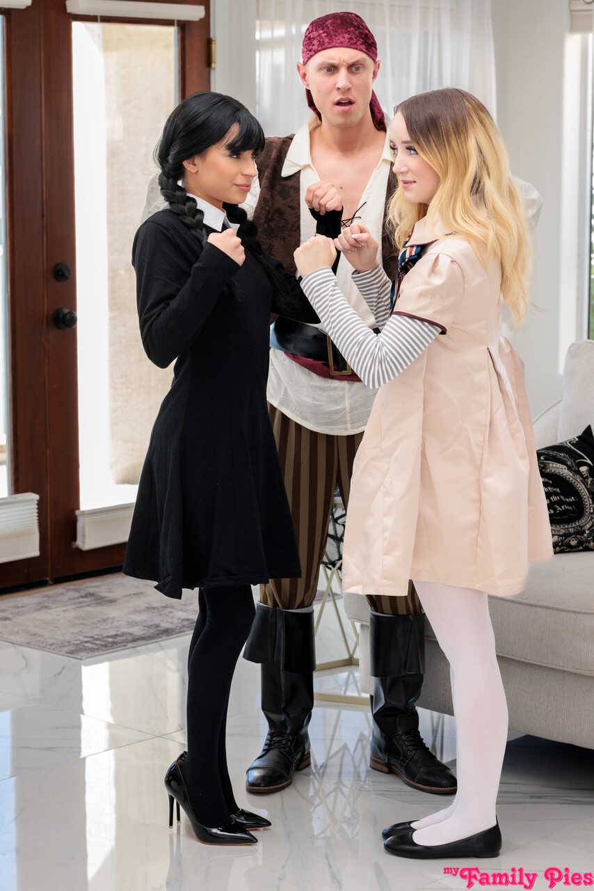 Halloween Threesome with Petite Teens: Aria Valencia & Maria Kazi get Candy from their Latina Mom and Blonde Stepmom -...