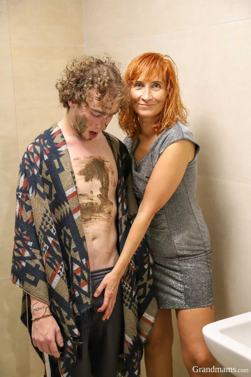 Naughty granny Fancy Francis takes a homeless boy home for some wild redhead sex - Fancy Francis, Lavra Red