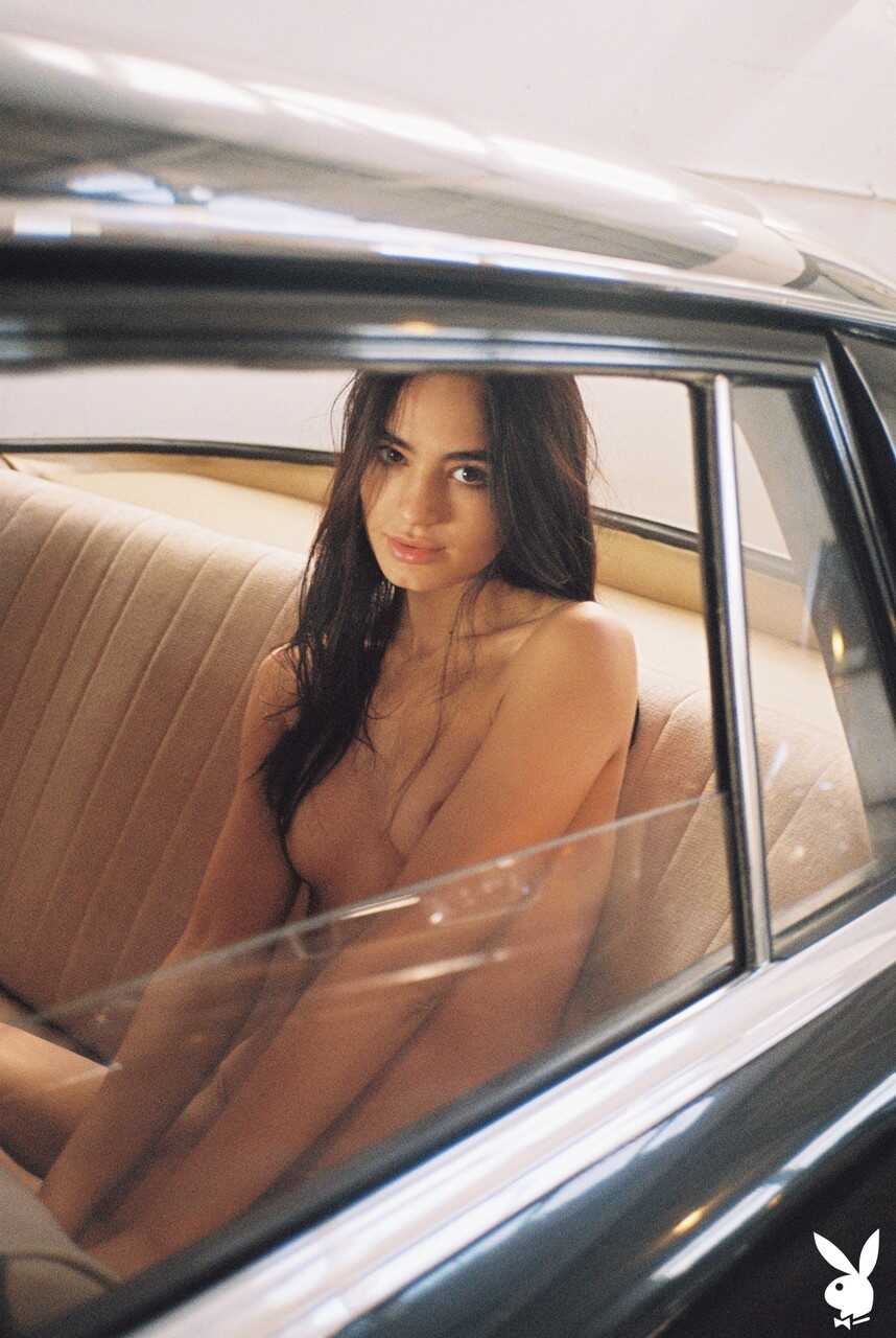 Nude Model Sarah Mollica Posing in Vintage Car - Sarah Mollica