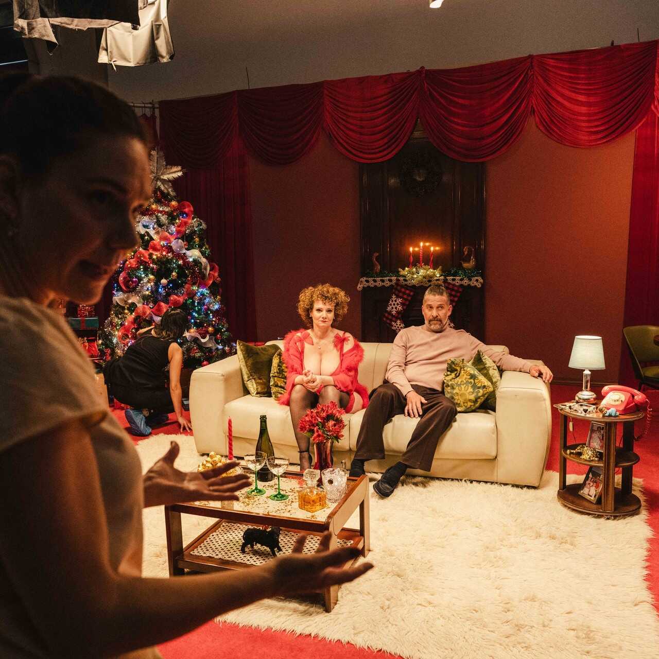 Cristian's Christmas Cougar: European Granny Merce Palau Teases in Sexy Lingerie and High Heels - Merce Palau, Cristian