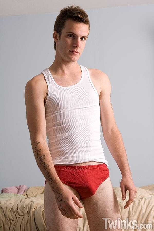 Kent's Hard Dick Delight: A Good-Looking Twink Plays with His Fully Erect Cock Up Close in His Sexy Gay Panties - 