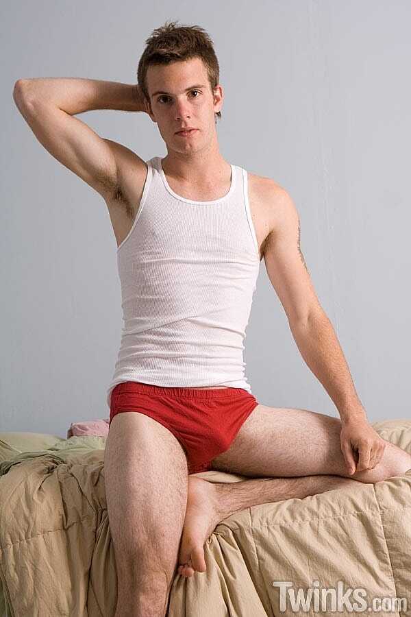 Kent's Hard Dick Delight: A Good-Looking Twink Plays with His Fully Erect Cock Up Close in His Sexy Gay Panties - 