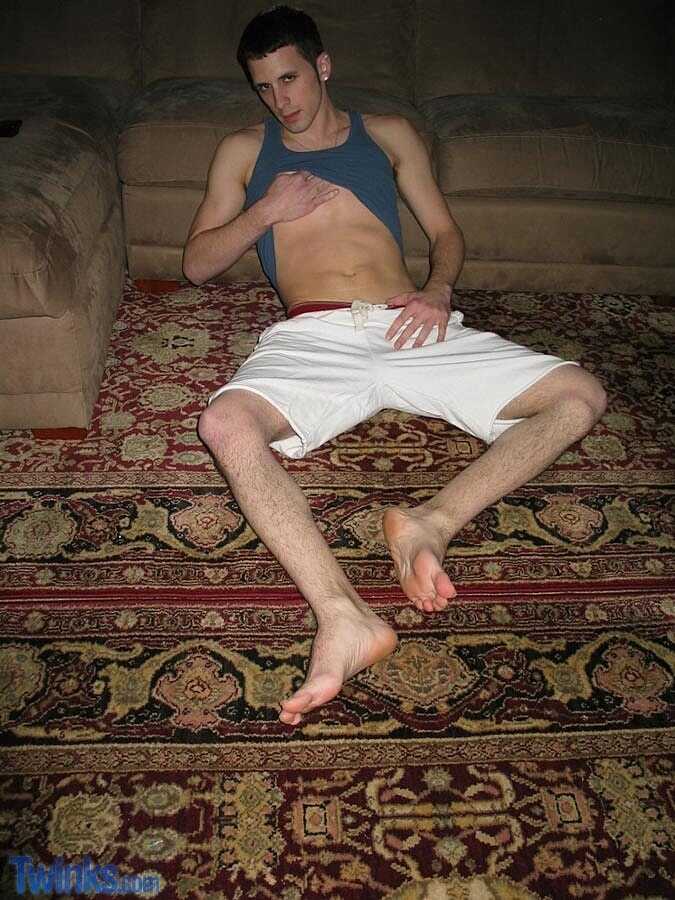 Skinny Twink Nate L Exposes His Hairy Ass And Jerks Off His Boner On The Floor Hairy Gay Cum - 